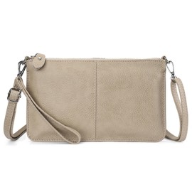 befen Genuine Leather Wristlet Clutch Purses and Handbags Phone Bag Envelope Crossbody Bags for Women, Small Cross Body Bag Women with Adjustable Shoulder Strap-Vintage Pale Beige