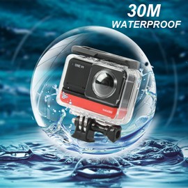 Dual Lens Panoramic Waterproof Shell for Insta360 ONE RS 360° Lens Edition, Underwater Diving Protective Housing 30M/98FT with Mounting Bracket Accessories