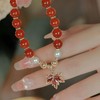 Dtexhif Fall Maple Leaf Bracelet for Women Crystal Beaded Maple
