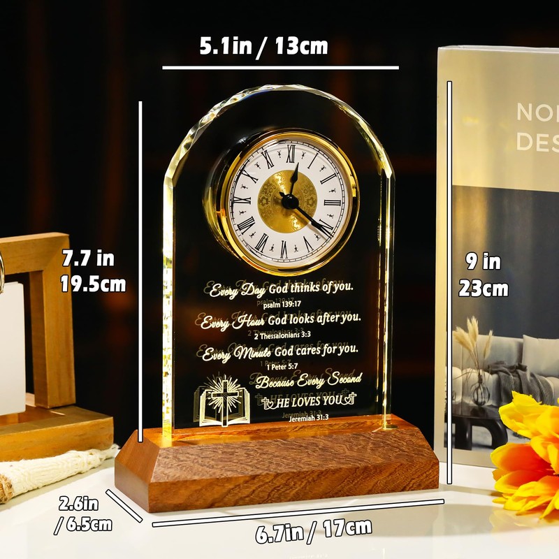 Arikyrist Glass Clock Christian Gifts for Women Men Spiritual Gift