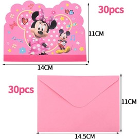 M-innie Invitations Cards,30PCS M-innie Kids' Party Invitations and Envelopes Birthday Invites Party Invites Kids Theme Party Invitations Birthday Cards Birthday Party Supplies for Children Birthday P