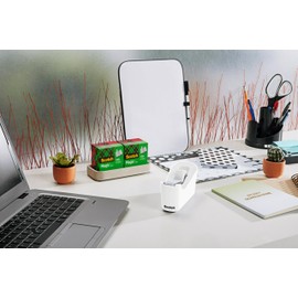 Scotch Tape Dispenser, White, Great for School or Office and Includes 1 Roll of Scotch Magic Tape 3/4 in x 350 in