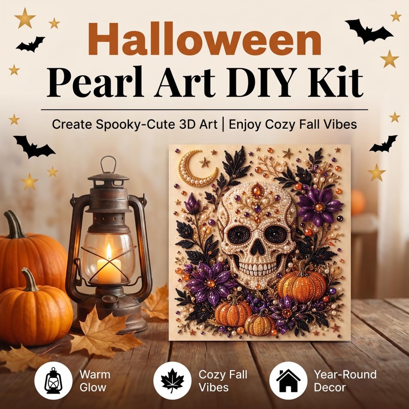 Halloween Pearl Diamond Art DIY Kit,Spooky Pearl Diamond Painting Craft