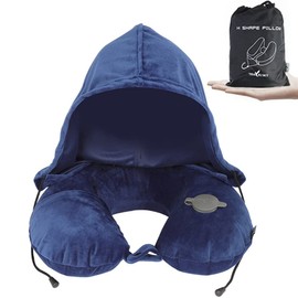 WETURAST Neck Pillow, U-Shaped Pillow, Hooded, Ergonomic Design, Airplane, Air Pillow, Portable Pillow, Nap Pillow, Inflatable, Lightweight, Convenient to Carry, Bullet Train, Bus, Office, Travel,