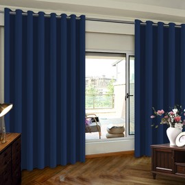 Turquoize Blackout Curtains Extra Wide Curtains for Living Room Patio Door Sliding Glass Door Drapes Total Privacy Wall Divider Screens Sound Reducing Room Divider, 1 Panel(100Wx84L Inches, Navy)