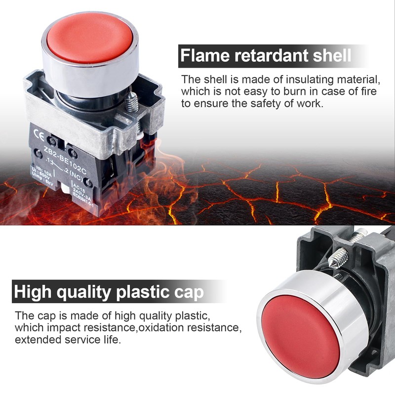 OELFFOW 2Pack Red & Green Metal Head Self-Reset Momentary Push