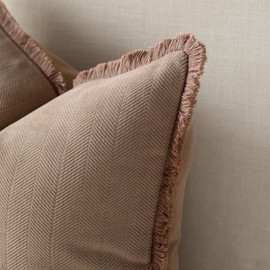 Joyouth Set of 2 Decorative Fringe Throw Pillow Covers Chenille Pillow Covers Elegant Design Pillowcase Soft Tassels Cushion Cover for Couch Bed Home Decor,22×22 Inch,Khaki