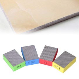 Pack of 4 Diamond Hand Polishing Pads, 60 120 200 400 Grit Diamond Sanding Blocks for Tile Stone Trimming Deburring Grinding Polishing and Sharp Edges