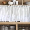 KnSam Linen Look Curtains, Semi-Transparent Living Room Curtains with Lace,