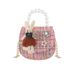 Jessimi Shoulder Bag, Small Size, Pearl Chain, Handbag, Girls, Gift, Cute, Rabbit Girls, Kids Bag, Pochette Kids, Parties, Kindergarten, Crossbody Bag, Elementary School Students, Toddler, 3, 4, 5, 6,