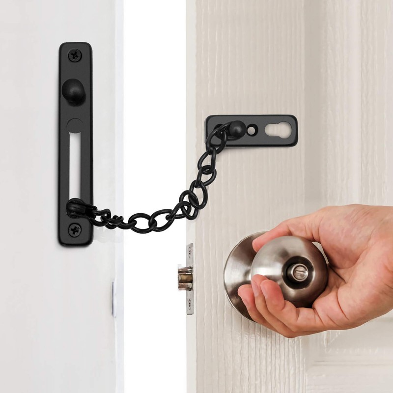 QWORK® Pack of 2 Chain Lock with Screws, Stainless Steel