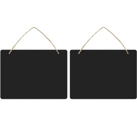 2 Hanging Chalkboard Signs, Large 9.84x8 inch - Double Sided | Standard Chalk and Other Side for Liquid Chalk Markers - Memo Message Sign - Mini Chalkboard for Home, Party, Store, Office, Garden