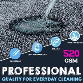 Towelogy® 520gsm Professional Microfibre Edgeless Car Cloths QUICK DRY for Auto/Moto Detailing Polishing Washing STREAK FREE & LINT FREE 40x40cm (Grey/Lilac Purple, Pack Of 2)