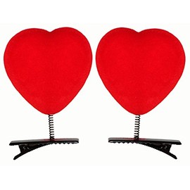 Lucore Heart Head Bopper Hairpins - 10 PC Set Bobble Wobble Valentines Day Hair Clip Decorations (Red)