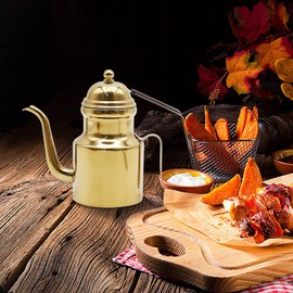 LIDSCURA 15oz Stainless Olive Oil & Vinegar Dispenser with Non-Slip Handle, Gold