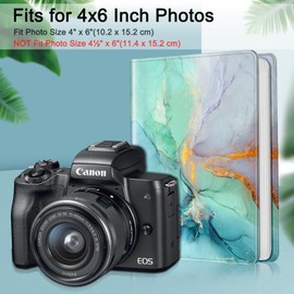 Fintie Photo Album for 4x6 Photos - 112 Pockets Vegan Leather Cover Memory Albums Book for Birthday Family Anniversary Vacation Pictures, Emerald Marble