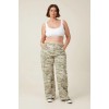 Cotton:On Women's Cargo Wide Leg Jeans Camo Print Denim Relaxed