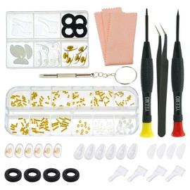 Eyeglass Repair Kit - YEEMO Glasses Repair Kit with Screws (Gold), Eyeglass Nose Pads, Precision Glasses Screwdriver Set: High Compatibility for Eyeglasses, Sunglasses, and Watch Repair