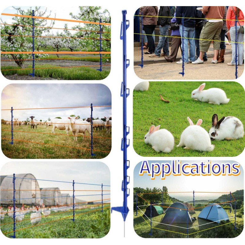 EFencSolv Step-in Fence Post (9 Pack), 42 Inch, with 12