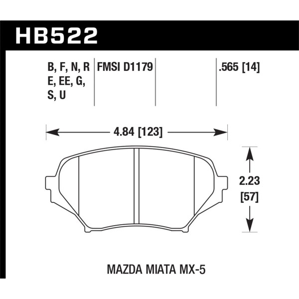 Hawk Performance HB522F.565 HPS Disc Brake Pad Fits 06-14 MX-5