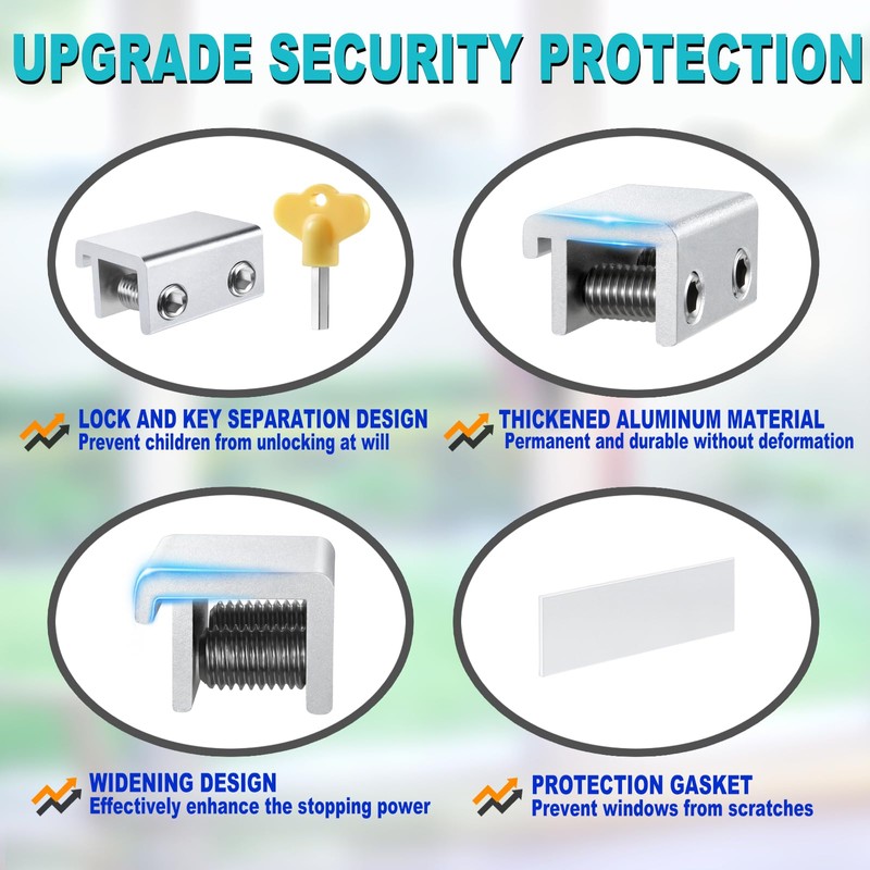 Sliding Window Locks (10 Sets), Security Window Locks with Keys,