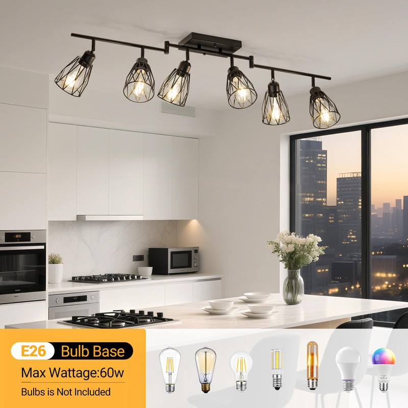 TuyuBEE 6-Light Plug in Track Lighting with Power Cord, Plug
