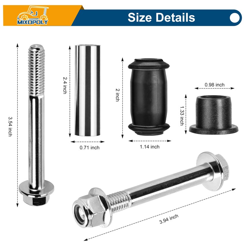 Mixopoly Golf Cart A Arm Bushing Sleeve Kit for EZGO