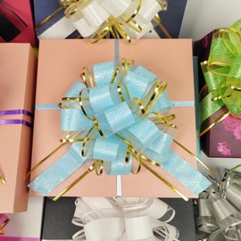 TUNHAD Blue Bows for Gift Wrapping, 8 PACK Gift Bows 6 inch Big Pull Bows for Gift Baskets and Birthday, Flower Bouquets Gift Wrapping, Blue Bows for Gift Wrapping (Light Blue)