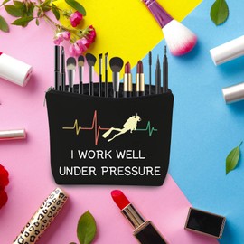 Scuba Diving Cosmetic Bag Scuba Diving Lover Gift I Work Well Under Pressure Make up Zipper Pouch Bag for Scuba Diver (I Work Well)