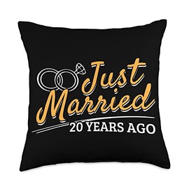 Just married 20 years ago Husband and Wive Throw Pillow, 18x18, Multicolor