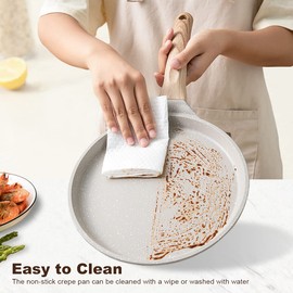 Bobikuke 10 inch Crepe Pan, Nonstick Pan for Crepes Omelette Tortillas, Dosa Tawa Tortilla Pan, Griddle Pancake Pan for Roti Indian, Induction Compatible