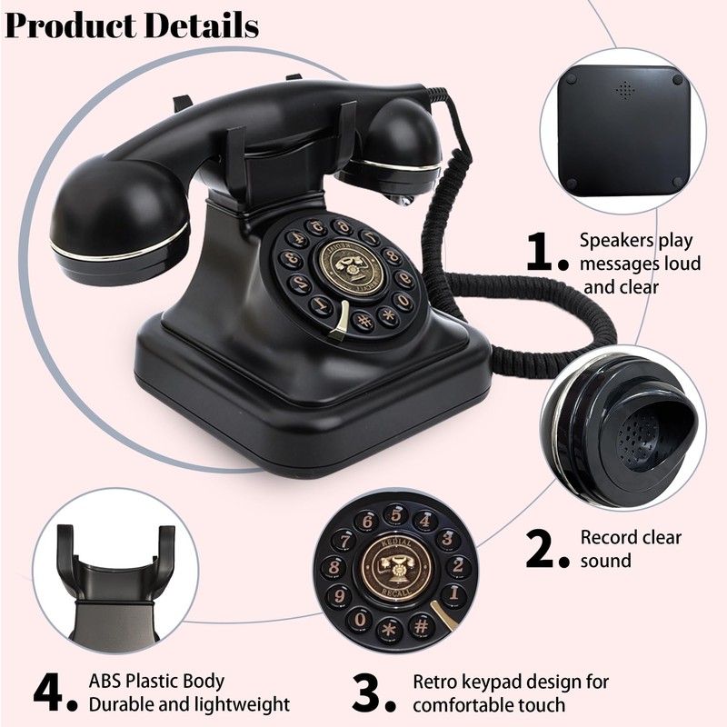 FiayaCom Audio Guest Book Wedding Phone, Audio Phone Guestbook, Leave