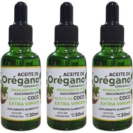Monalisa Care Aceite de Orégano y Coco Organico Alto Carvacrol 30 ml Suave y delicioso sabor Sin conservadores Natural 3 piezas