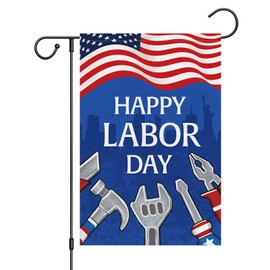 Wodison Happy Labor Day Garden Flag 12 x 18 Inch Double Sided Small Yard Flag for Outdoor Decoration