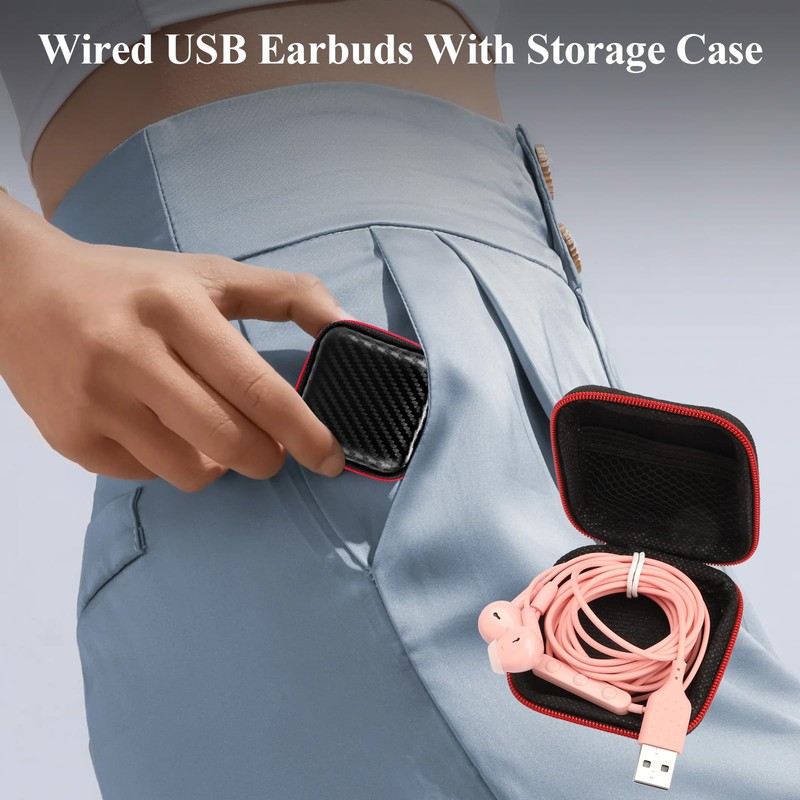 USB Earbuds for PC Laptop Computer with Mic Wired Headphones