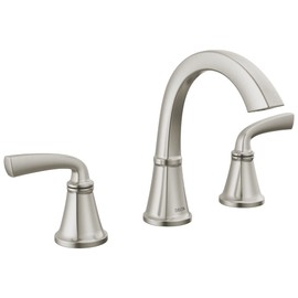 Delta Geist Brushed Nickel Bathroom Faucet 3 Hole, 8 Inch Widespread Bathroom Sink Faucet for Vanity, Push-Pop Drain Assembly, SpotShield Brushed Nickel 35864LF-SP