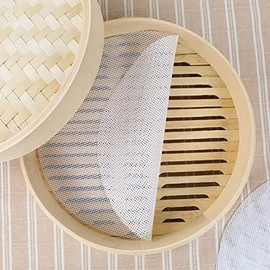 10Pcs 10 inch Reusable Round Silicone Steamer Liners Non-stick Silicone Steamer Mesh Mat Pad Dim Sum Mesh for Home Kitchen or Restaurant
