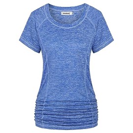 Ninedaily Runing Tops for Women Workout Sets Performance Wear Long Tunic Length Ladies Shirts,Blue, Size X-Large