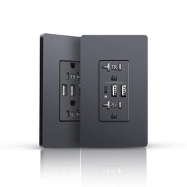 USB Wall Outlet, 6.0A Electrical Outlets Receptacles, 30W Tamper-Resistant Outlet Charge with 2 USB C Ports, Screwless Wall Plate Included, UL Listed, 20Amp, 2 Pack, Black