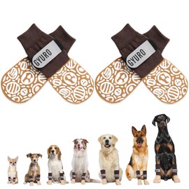 GYURO Double-Sided Non-Slip Dog Socks for Indoor Use to Prevent Paws Licking, Paw Protection, Pet Paws, Protection, Traction, Control Socks on Hardwood Floor (Khaki, S)