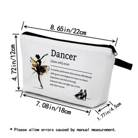 YULUENZE Inspirational Presents Dancer Definition Makeup Bag Positive Quote Toiletry Pouch with Zipper Birthday Graduation Present for Women Dancers Terpsichorean Friends Dance Lovers