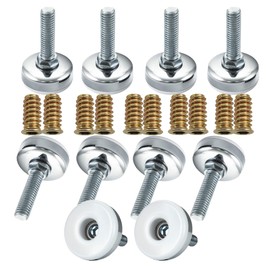 10 pies niveladores ajustables M8 de 5/16 pulgadas, niveladores de muebles de alta resistencia, patas de mesa ajustables de nailon de acero inoxidable