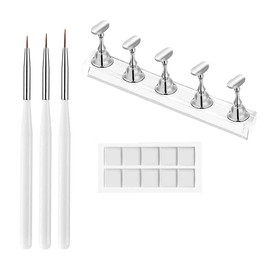 Nail Stand for Nails, Press On Nails Holder, Nail Display Stand, Holder for Nail Tips Exercise, Acrylic Nail Holder and Glue Putty, Nail Art Liner Brushes, Drawing Pens, for Manicure Tool