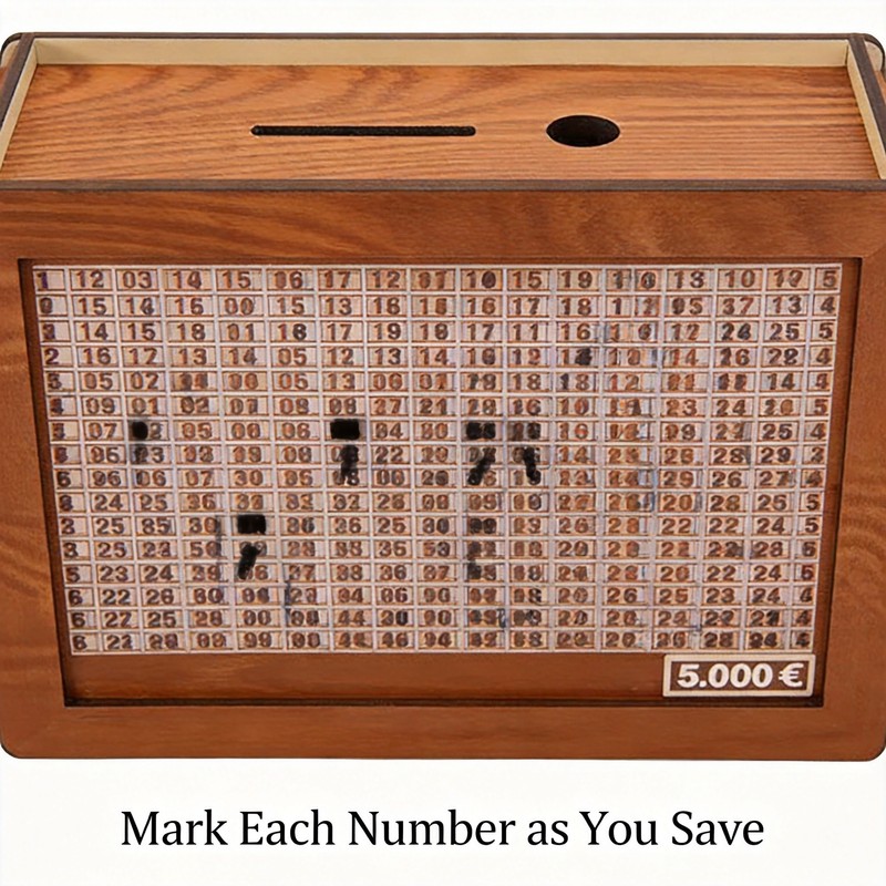 Wooden Money Saving Box for Personal Savings Goals – Reusable