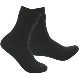 RANDY SUN Men's Waterproof Ankle Socks Nylon Soft Comfortable Hiking Thick Warm Winter Ski Socks for Outdoor Activities 1 Pair (Black,Large)