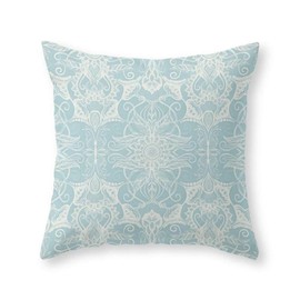 Proud Clothing Floral Pattern In Duck Egg Blue & Cream Throw Pillow pillow caseCover with pillow case 18" x 18" in