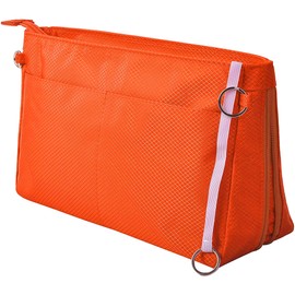 Vercord Expandable Nylon Handbag Purse Organizer Insert Liner Shaper Bag in Bag Orange XLarge