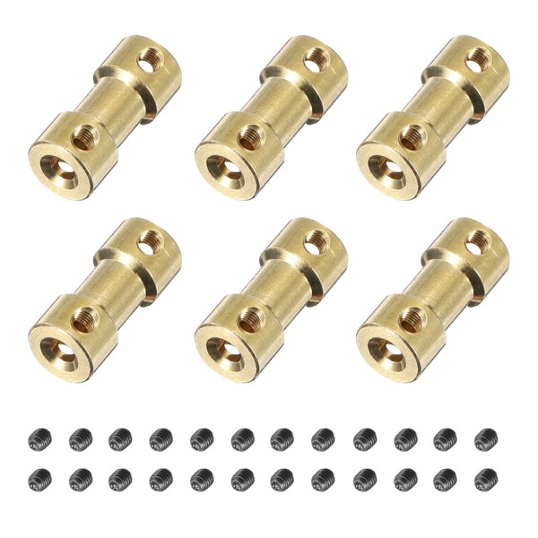 MECCANIXITY 6pcs 3mm to 3mm Brass Shaft Coupling Joint Connector