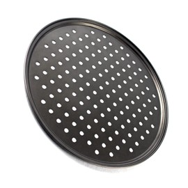 Carbon Steel Pizza Pan with Holes, 2Pcs Round Pizza Pan for Oven Non Stick Bakeware Pizza Tray Pizza Baking Pan for Home Restaurant(28CM)