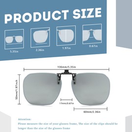 Long Keeper Polarised Clip on Sunglasses for Men Women Rimless Square Sunglasses Clip On Glasses Anti Glare Fishing Driving Flip Up Shades UV400